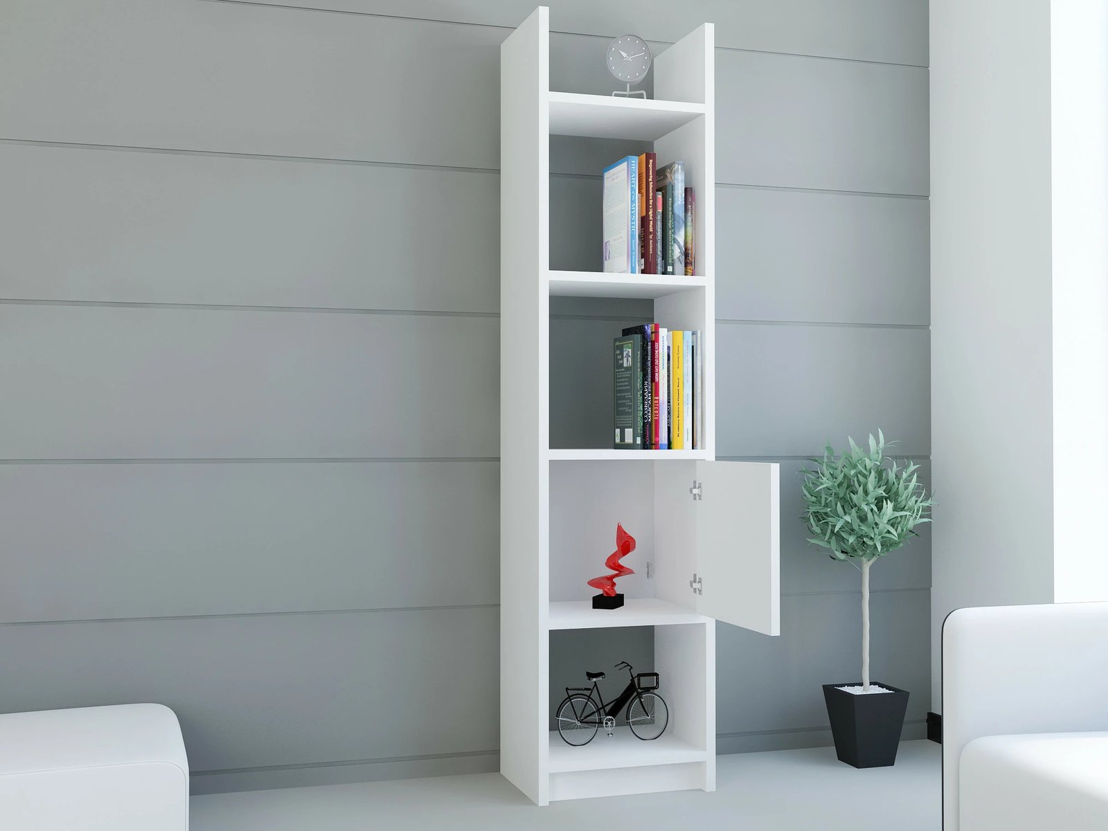 Raft librash Hanah Home, Esbi 103, i bardhë