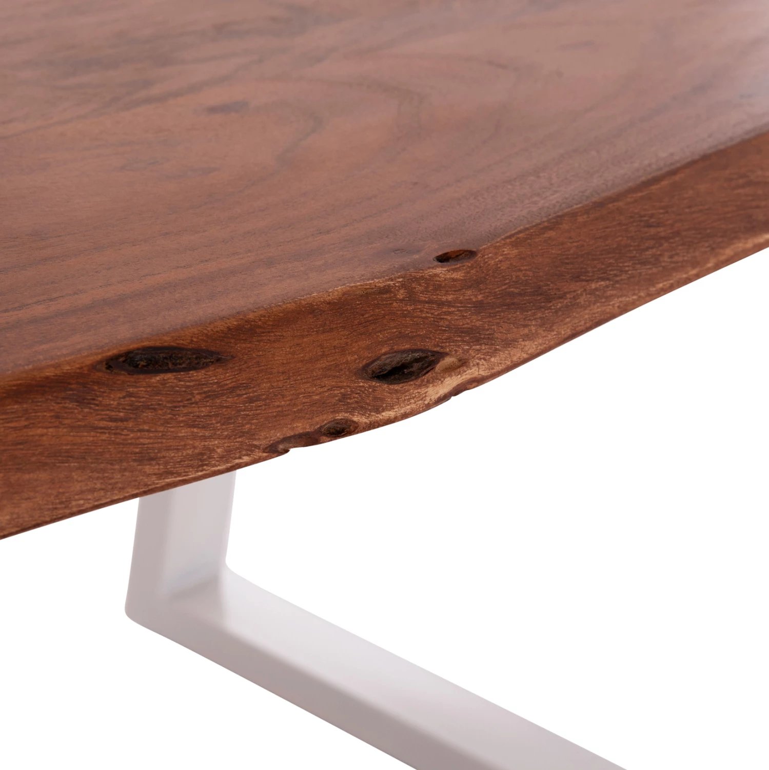 Tavolinë ngrënieje Montana, dru akacie, këmbë të bardha, 160x90x77cm