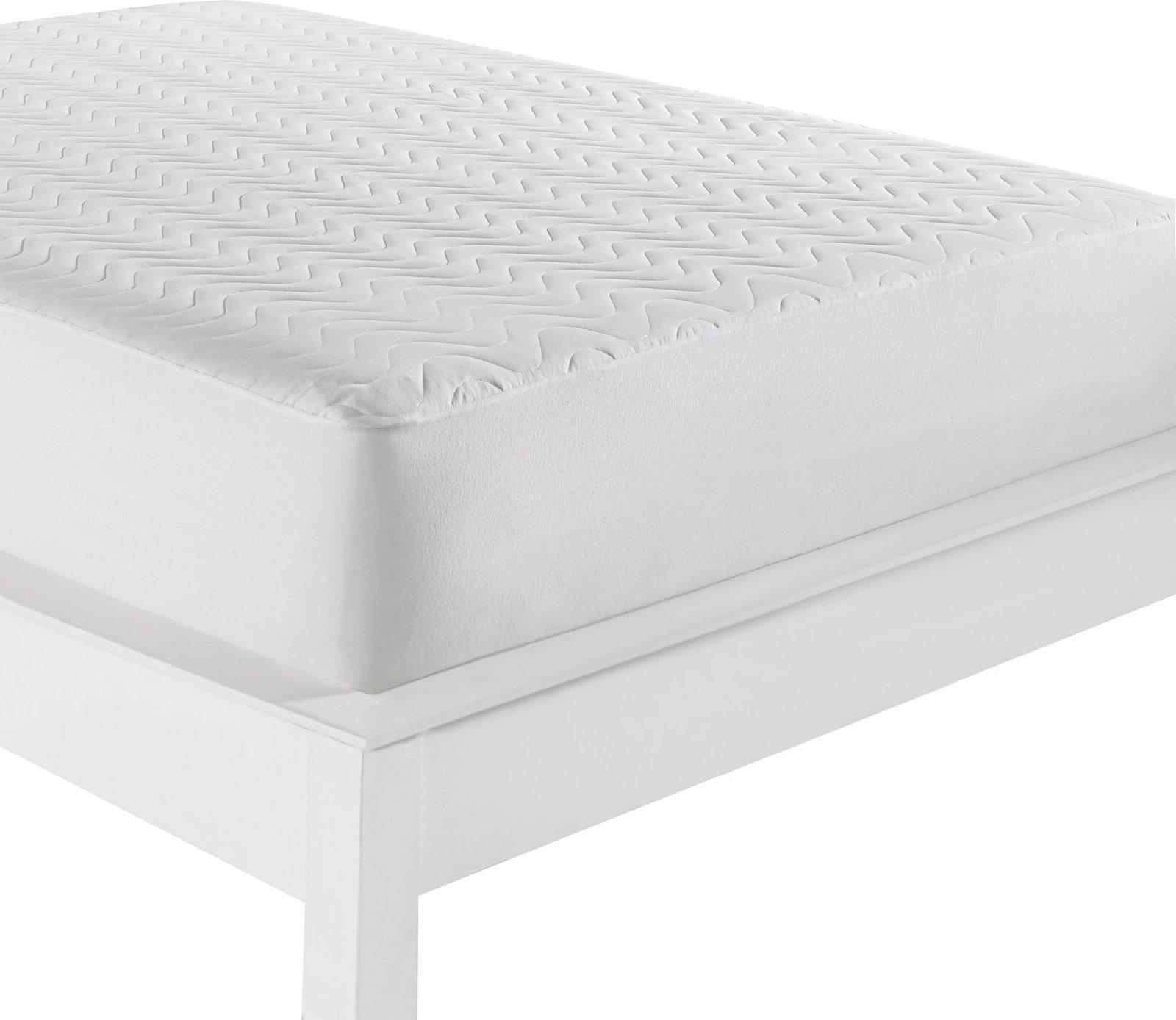 Mbrojtës për shtrat tek, pambuk 100%, i bardhë, 90x200cm