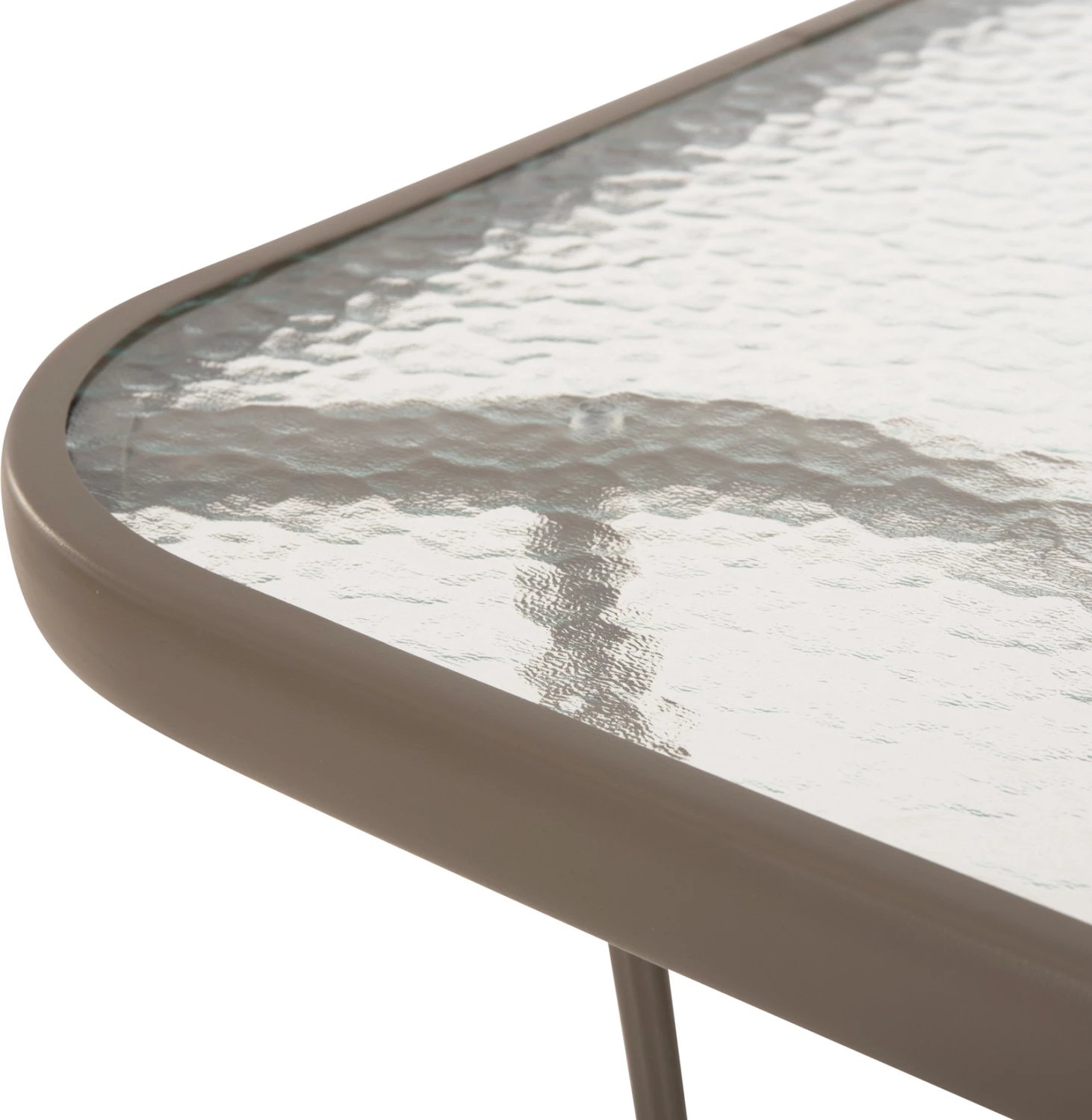 Tavolinë BRUNO FH5106.04 metalike, ngjyrë shampanjë, me sipërfaqe tavoline prej xhami të kalitur, 140x80x71 cm