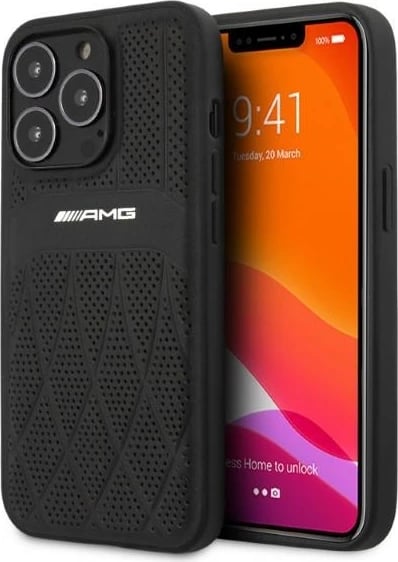 Mbështjellës Mercedes AMG AMHCP13LOSDBK për iPhone 13 Pro/13 6.1", lëkurë, zi