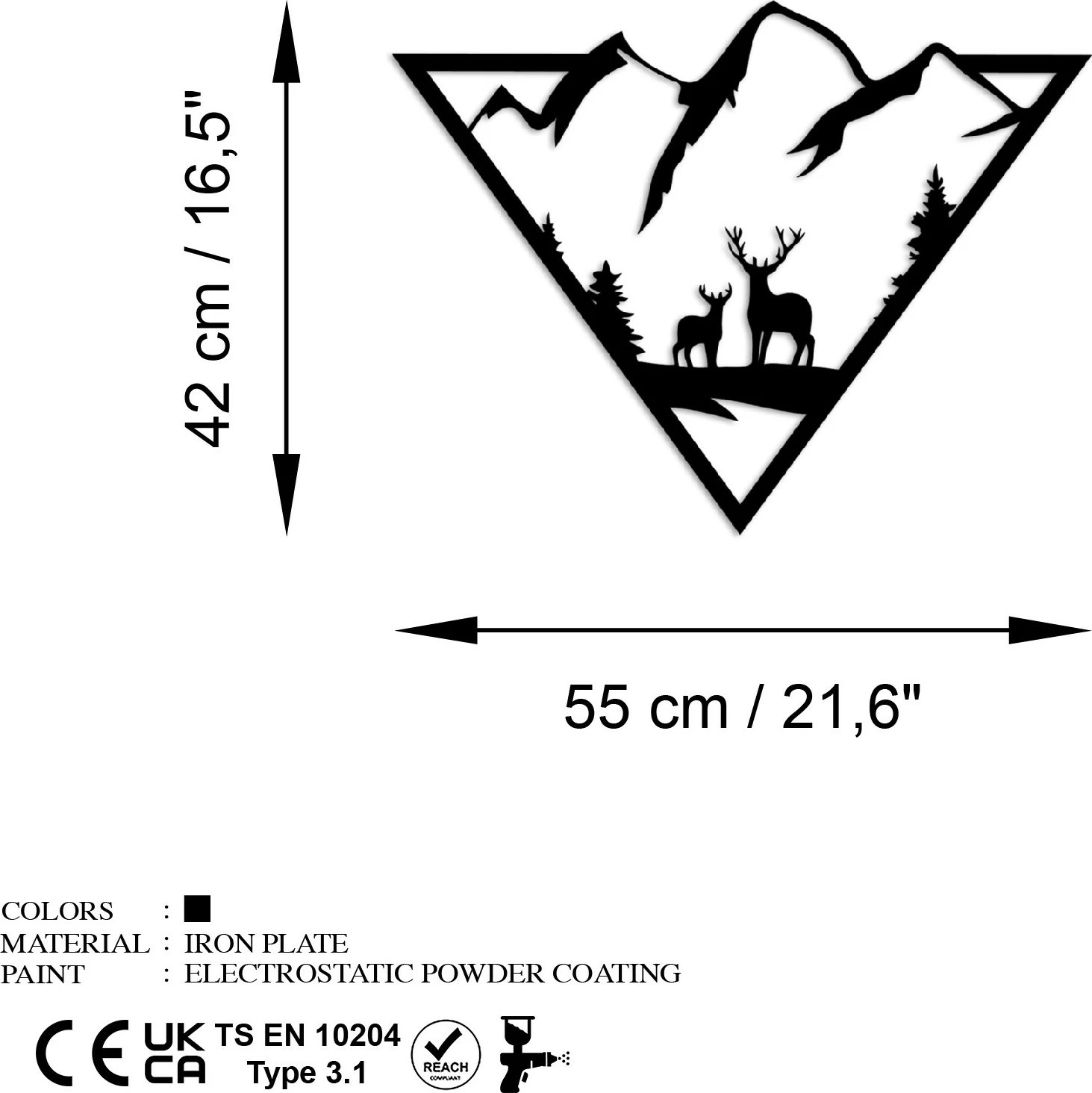 Aksesor dekorativ metalik për mur Wallity, nënë dhe bir, 42x55cm, ngjyrë e zezë
