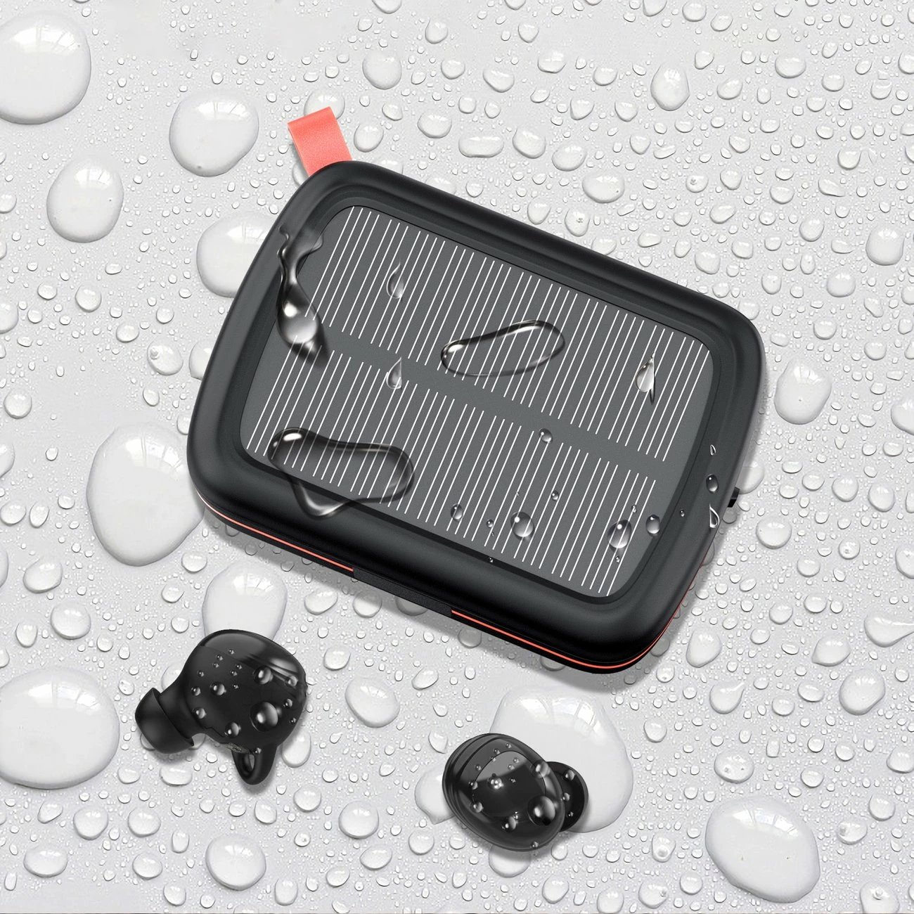 Kufje TWS Choetech BH-T05, wireless, me panel diellor dhe powerbank 2500mAh, të zeza