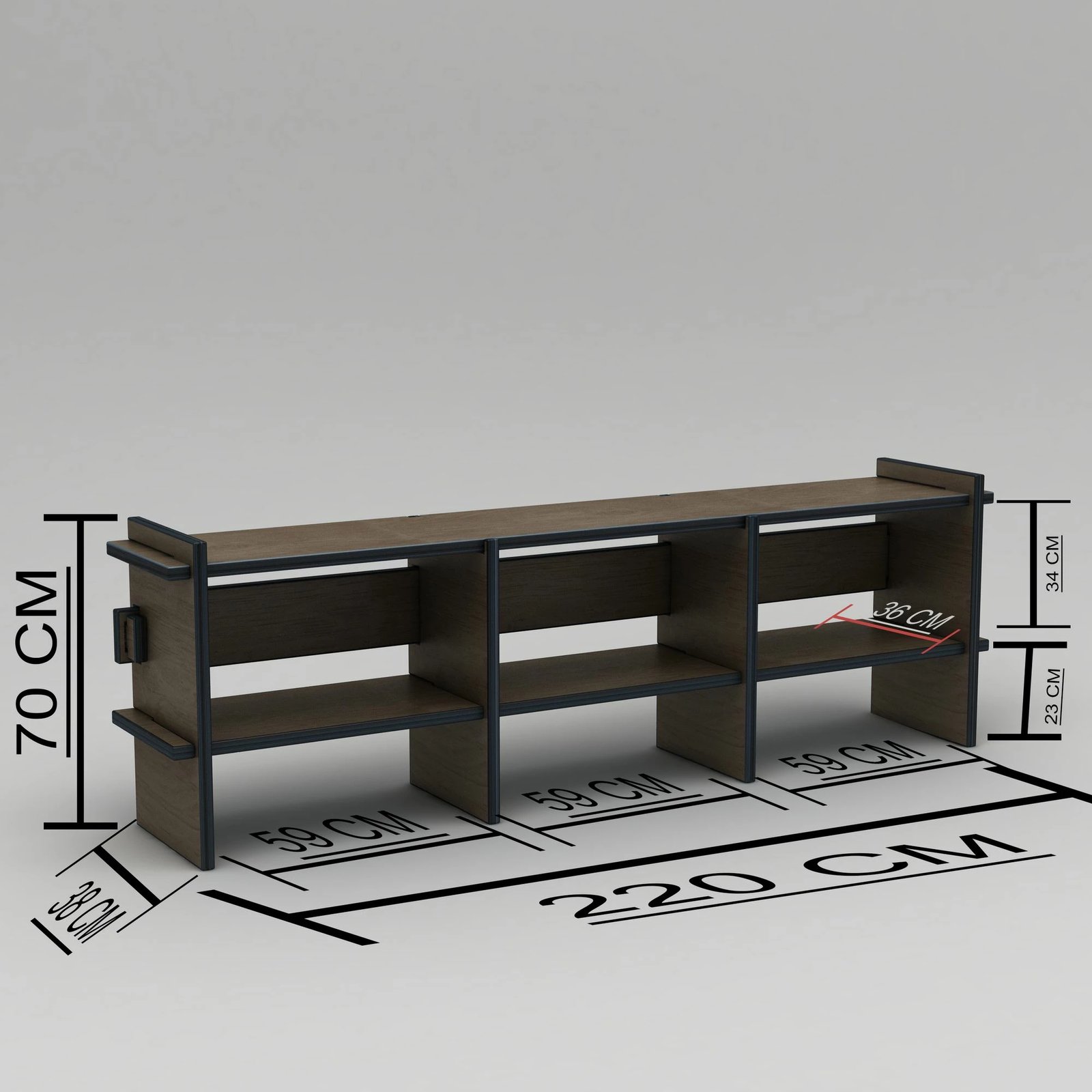Komodë TV Skye Decor, ngjyrë arre, 220x70x38cm