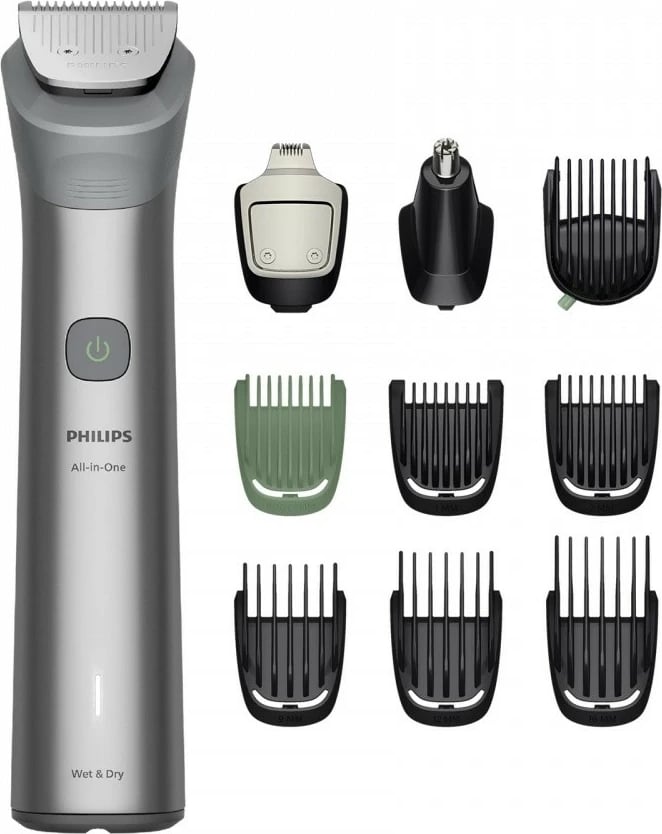 Trymer multifunksional Philips MG5921/15 5000 10‑në‑1, 120 min, Wet & Dry, tehe vetë-mprehëse, gri