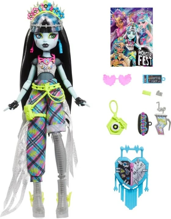 Kukull mode Monster High Mattel Frankie Stein HXH79 me aksesorë, shumëngjyrëshe