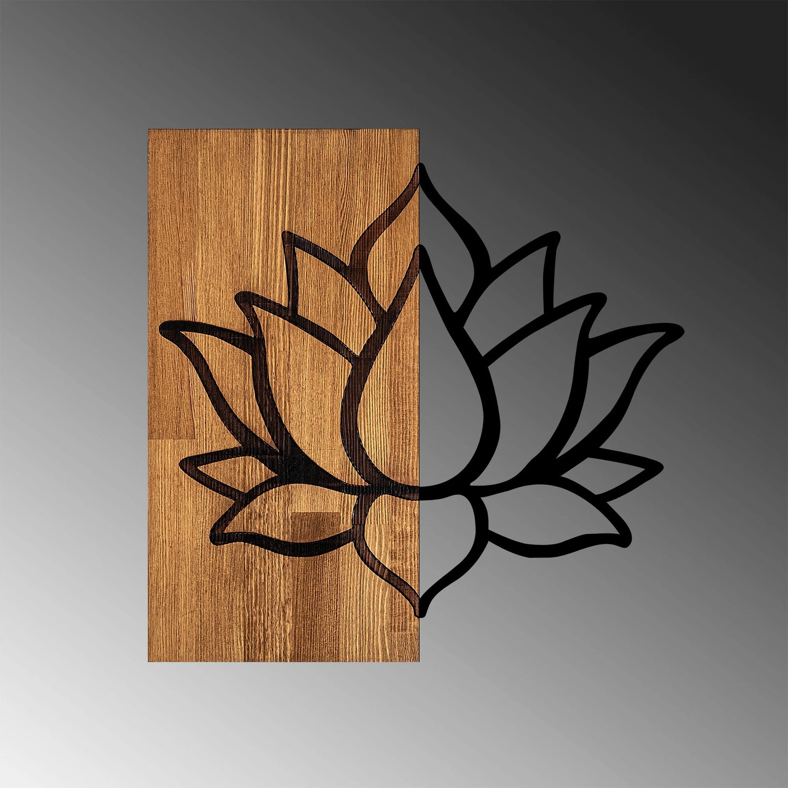 Aksesor dekorativ për mur, dru dhe metal, ngjyrë arre dhe e zezë, Wallity MA-288, 58x60cm