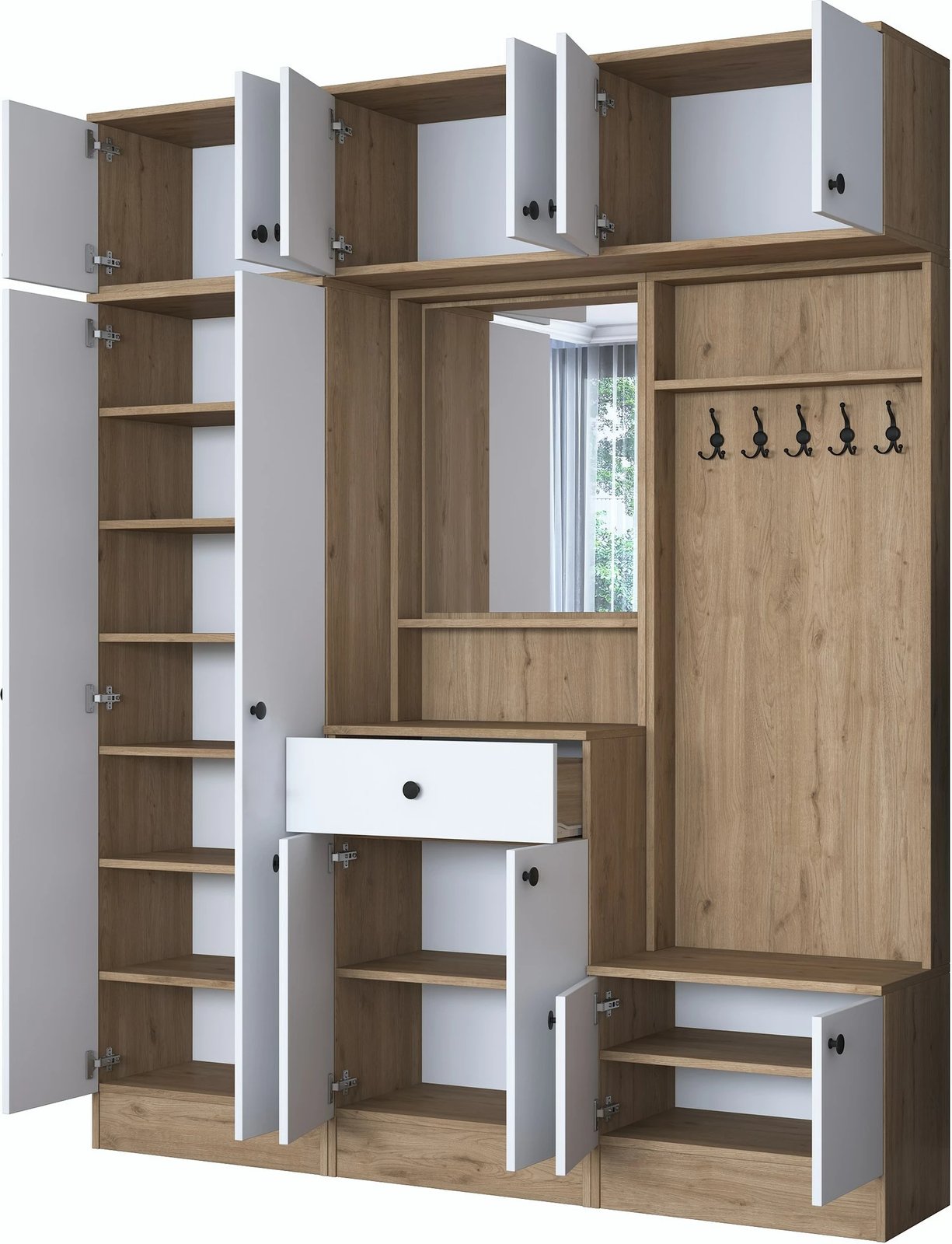 Stendë për korridor, dizajn skandinav, ngjyrë arrë dhe e bardhë, Skye Decor, EA104 - 2421