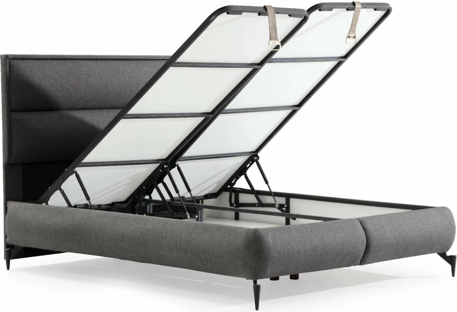 Baza dhe shtrati dopio me shpinore Skye Decor, Rise, 150x200, ngjyrë gri e errët