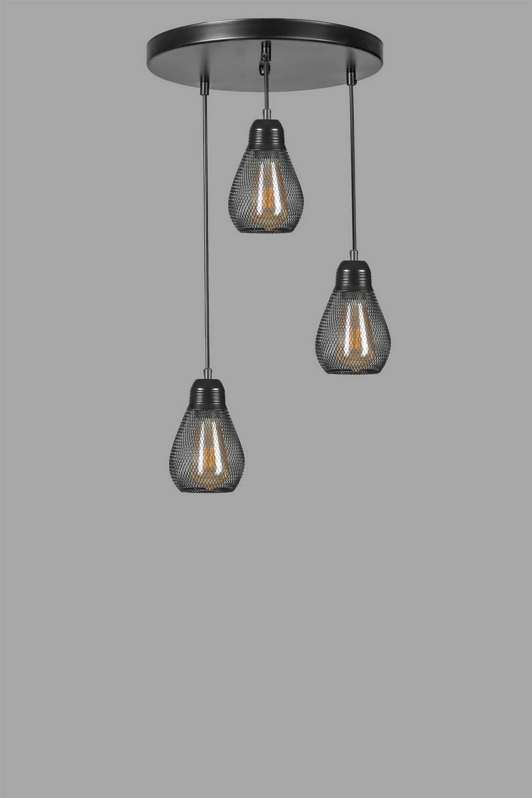 Llambë tavani Opviq, 3 ampula, metal i zi, tepsi