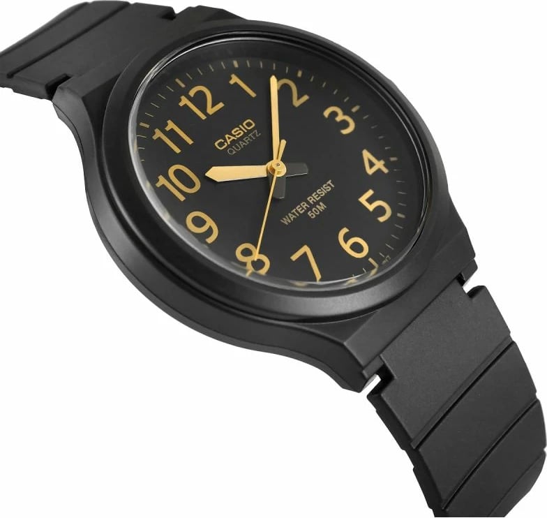 Orë dore për meshkuj Casio, e zezë