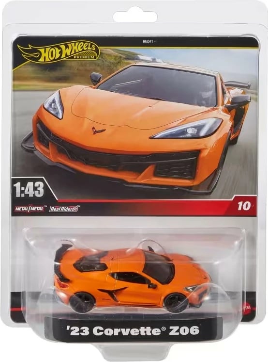 Makine lodër Hot Wheels Premium Vehicle, Corvette Z06, 1:43, portokalli