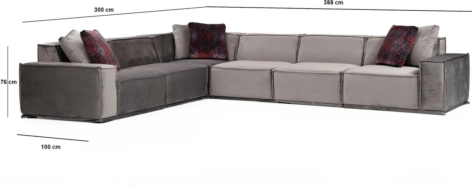 Këndare Atelier del Sofa, Lego Corner 1 (L1-O1-C-O1-O1-1R), ngjyrë gri, set me 6 pjesë