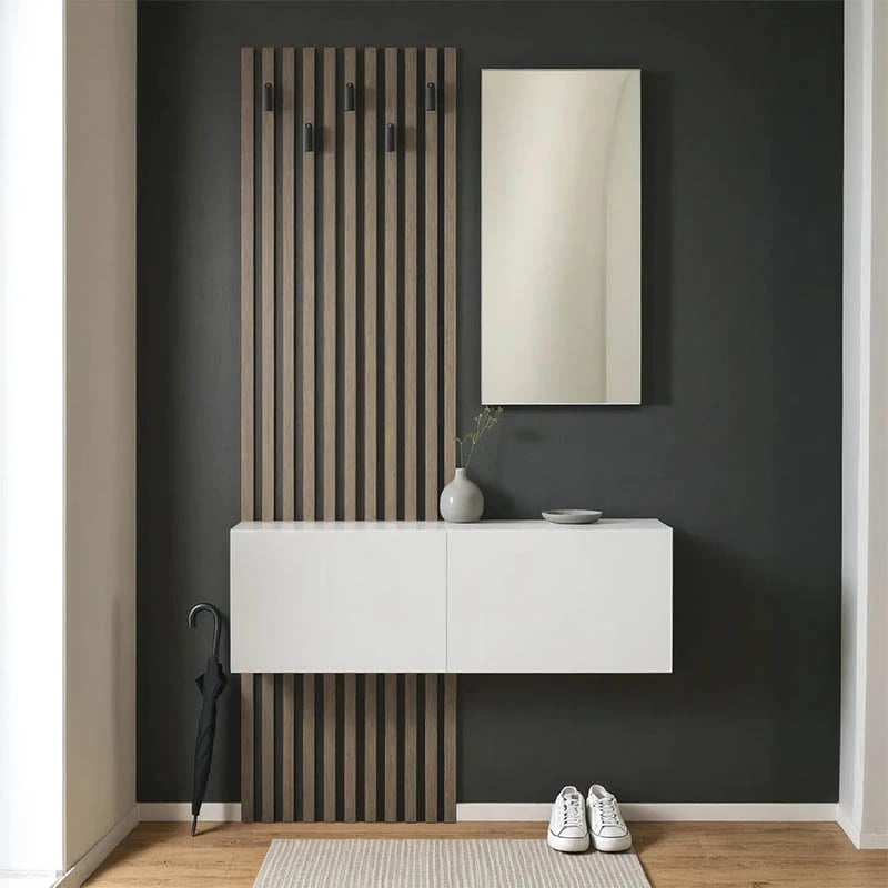 Mobilje korridori Arika me pasqyrë, ngjyrë e bardhë-sonoma, 100x37.1x199.5cm