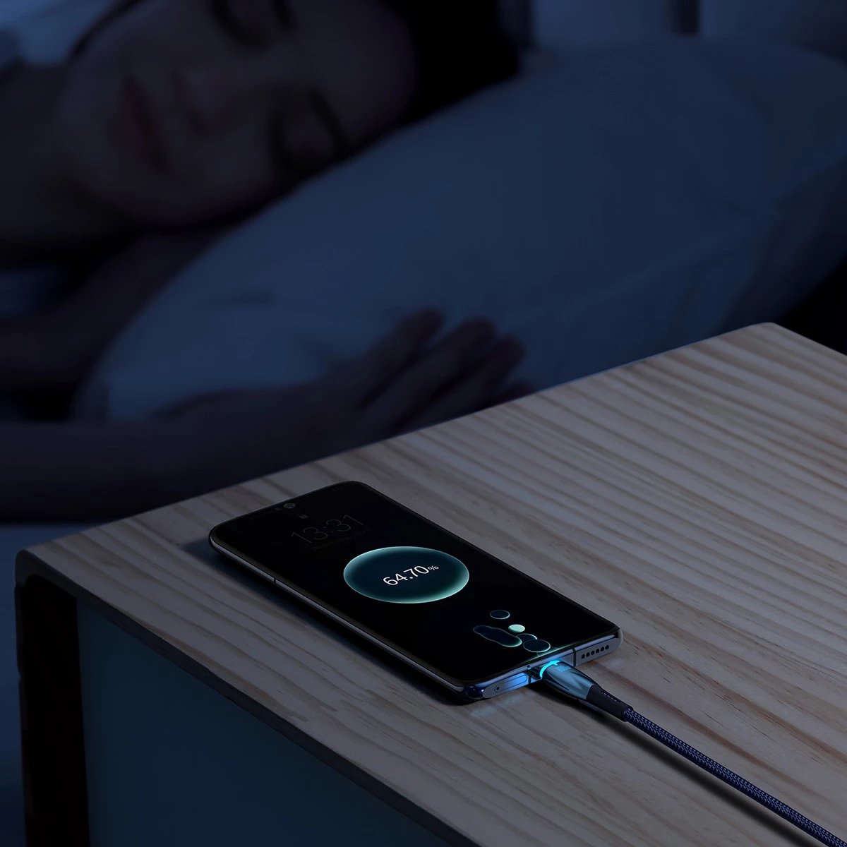 Kabllo karikimi i shpejtë Baseus Glimmer Series, USB-A në USB-C, 1m, 100W, Blu