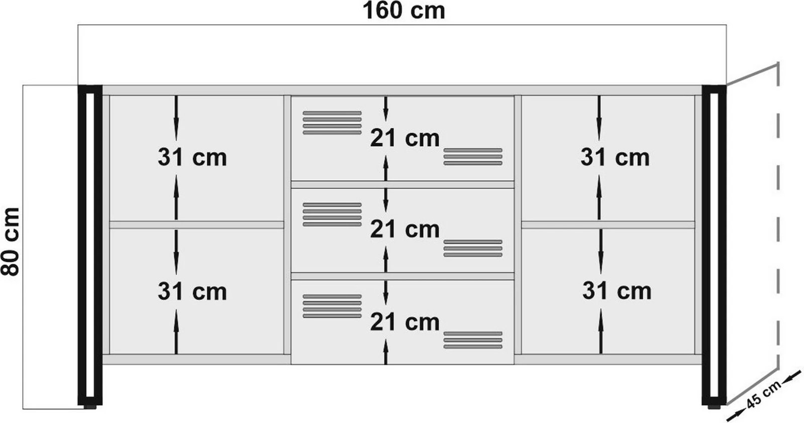 Konsol industrial Skye Decor, ngjyrë Atlantic Pine dhe e zezë, Cosmo Rio