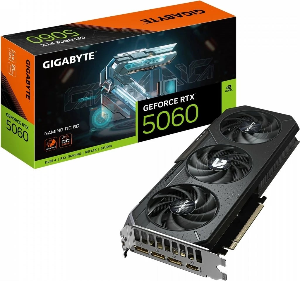 Kartelë grafike Gigabyte GeForce RTX 5060 GAMING OC 8GB GDDR7, e zezë