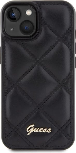 Mbështjellës Guess Quilted Metal Logo për iPhone 15, i zi Mbështjellës Guess Quilted Metal Logo për iPhone 15, i zi