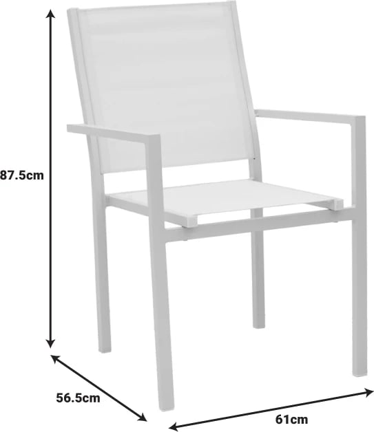 Tavolinë me karrige për terasë, Zacreta-Kliton, alumin i bardhë, set 5 copë, 80x80x74cm