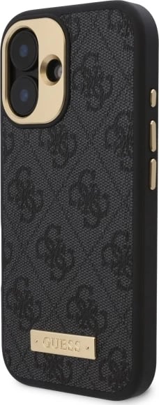 Mbështjellës Guess 4G Logo Plate MagSafe për iPhone 16, Zi