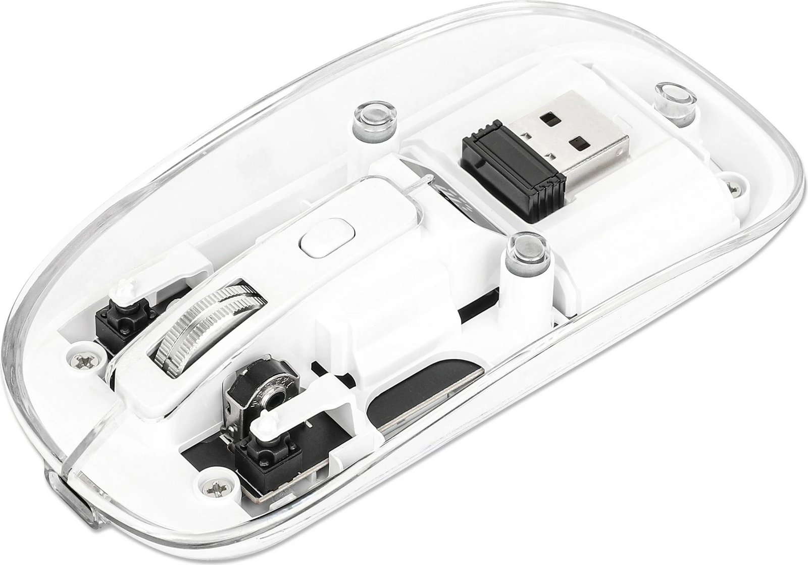 Maus MANHATTAN Funkmaus USB-A 4 tasta RGB LED bardhë transparent