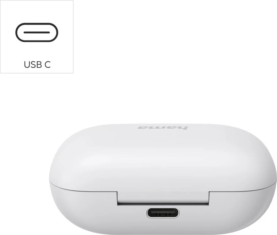 Kufje in-ear pa tela Hama Spirit Chop II 184173, Bluetooth 5.0, IPX4, Touch Control, USB-C, të bardha