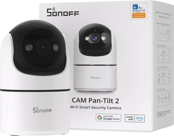 Kamerë e mençur WiFi Sonoff CAM-PT2, 2MP, Full HD, për brenda, Bardhë-e zezë