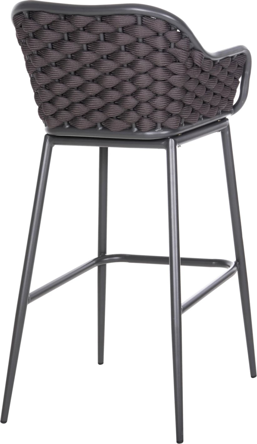 Karrige për bar, kornizë alumini, ngjyrë gri e errët, litar kafe, 50x50x103cm, FH5862.01