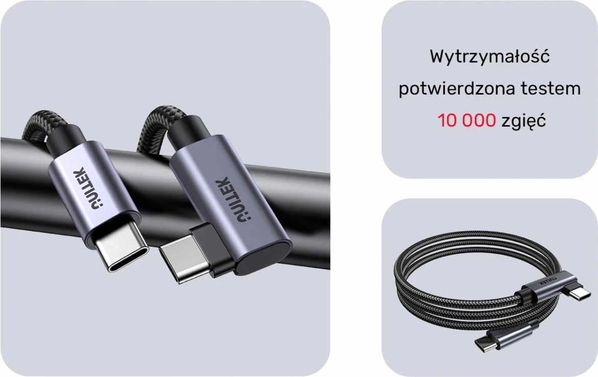 Kabllo Unitek USB-C me kënd 90° PD100W 0,5m, ngjyrë zi-hiri Kabllo Unitek USB-C me kënd 90° PD100W 0,5m, ngjyrë zi-hiri