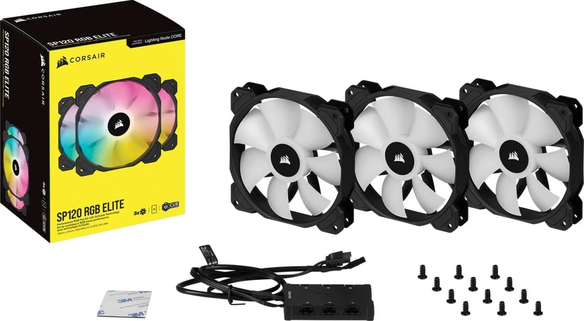 Ventilator Corsair SP120 RGB ELITE, 12 cm, 550 RPM, 1500 RPM, i zi Ventilator Corsair SP120 RGB ELITE, 12 cm, 550 RPM, 1500 RPM, i zi