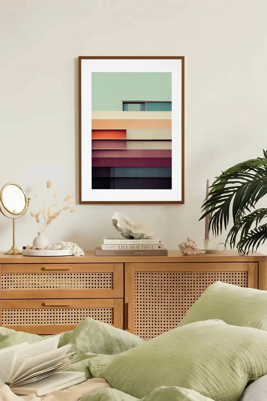 Pikturë dekorative me kornizë, shumëngjyrëshe, Wallity, Lmnmdlkahve18, 33x48cm