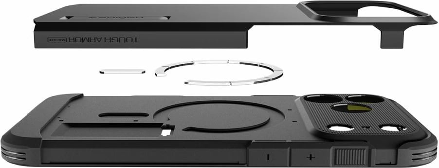 Mbështjellës Spigen Tough Armor "T" MagSafe për iPhone 17 Pro / 17 Pro Max, mbrojtje e fortë TPU+PC me shkumë, MagSafe, gri