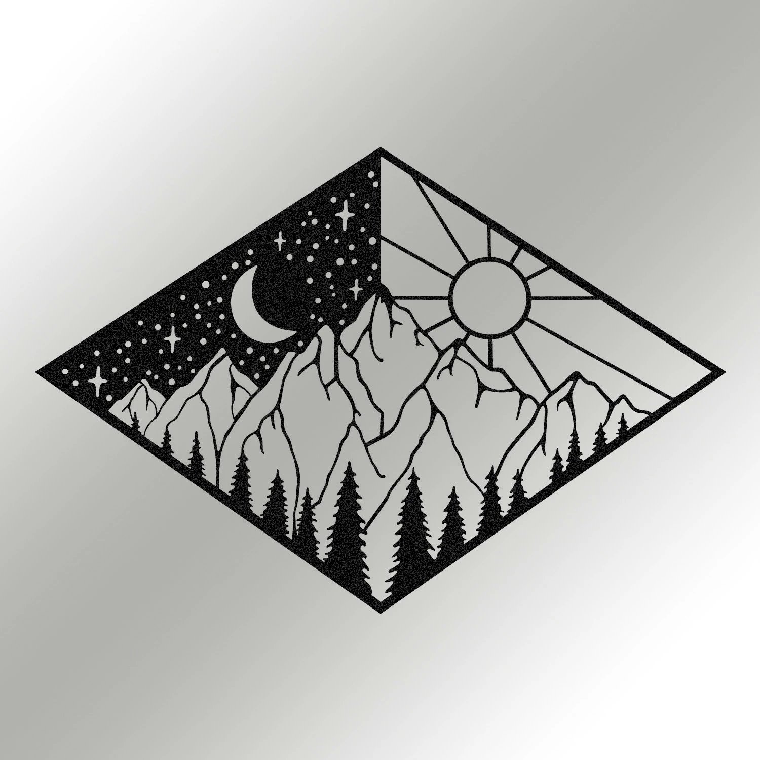 Aksesor dekorativ metalik për mur, Wallity Suveyda, ngjyrë e zezë, 56x38cm