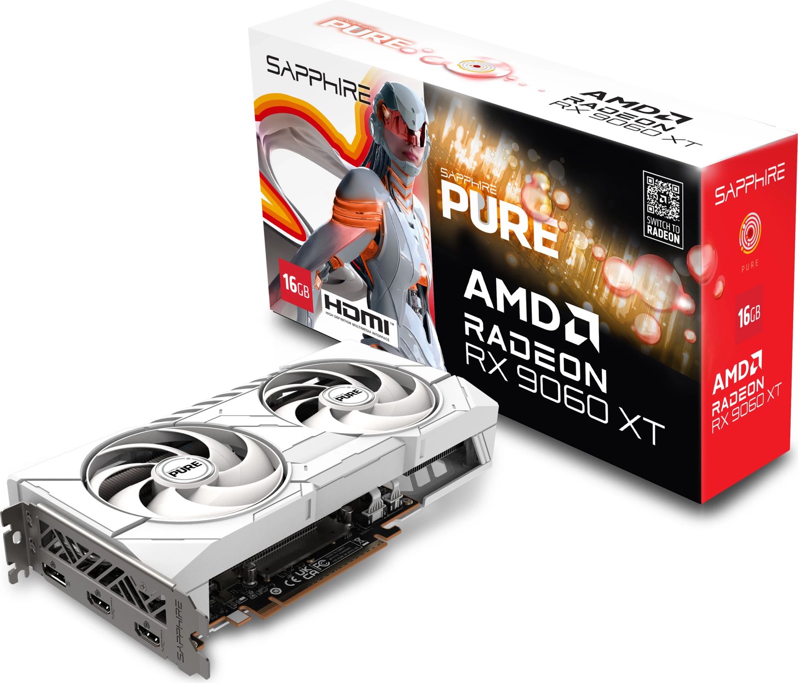 Kartelë grafike Sapphire RX 9060 XT Pure Radeon OC 16GB GDDR6 e bardhë