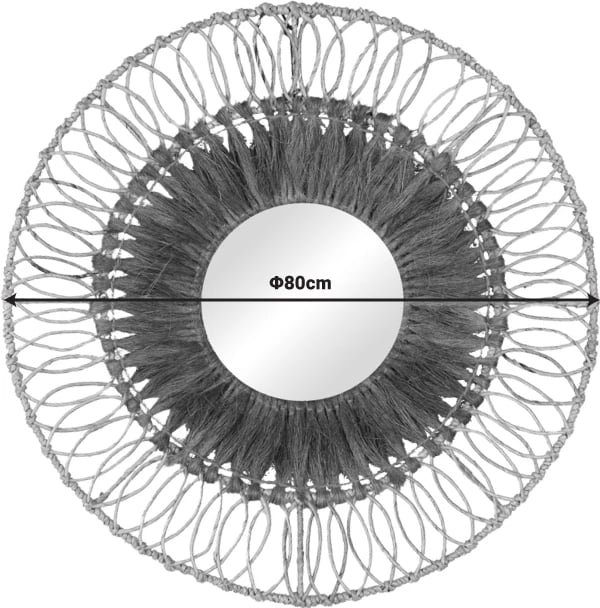 Pasqyrë Cermine Inart, ngjyrë natyrale, D80x12cm