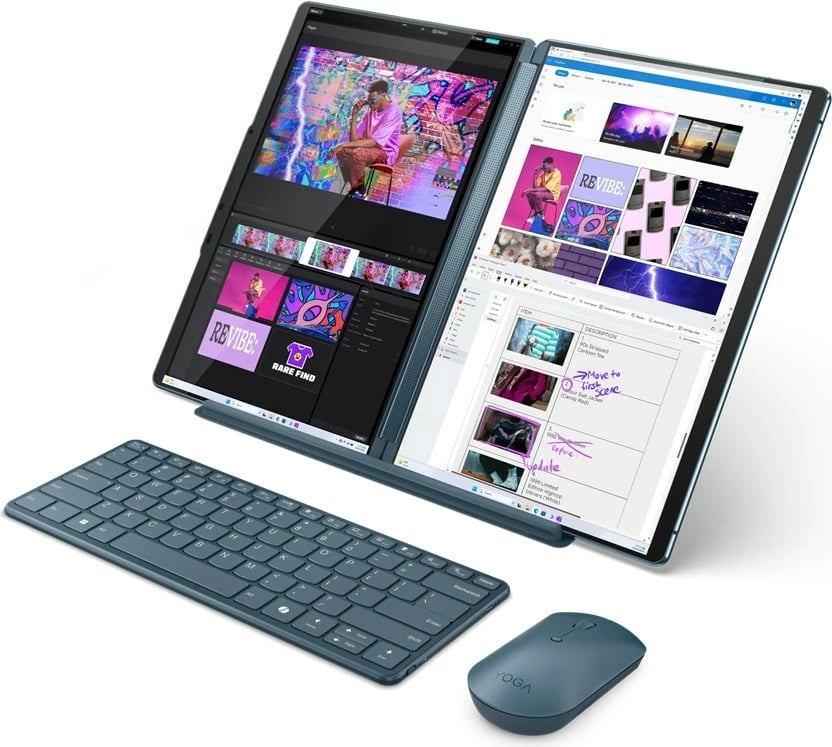 Kompjuter hibrid Lenovo Yoga Book 9 13IMU9, Intel Core Ultra 7 155U, 32 GB RAM, 512 GB SSD, 13.3" 2.8K Touch, Teal + tastierë & maus