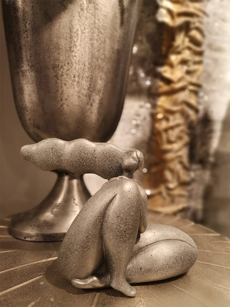 Figurë dekorative abstrakte, ngjyrë argjendi, 24x10x17cm Figurë dekorative abstrakte, ngjyrë argjendi, 24x10x17cm