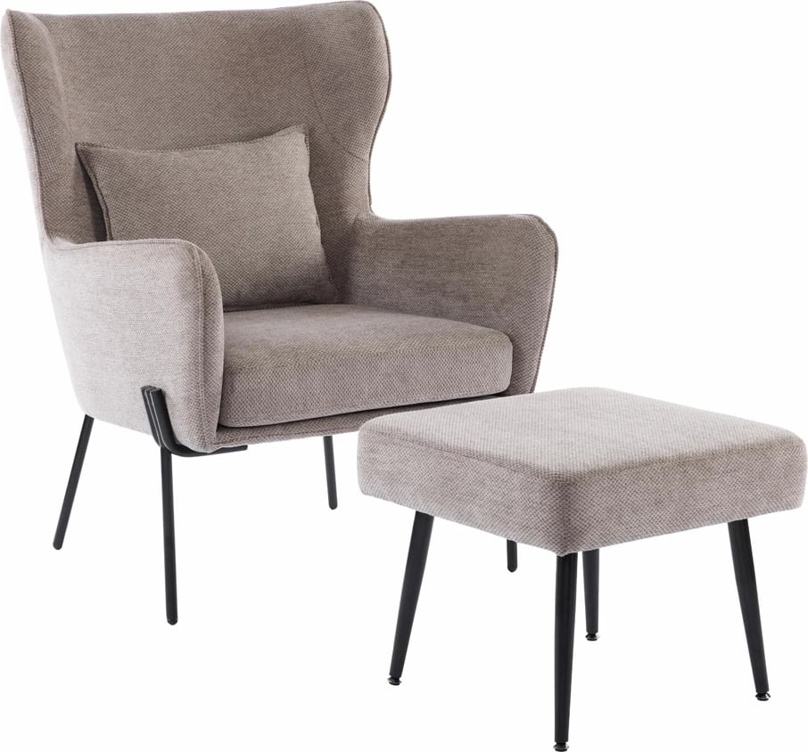 Set karrige relaksi me stol, ngjyrë kafe e çelët, 84x74x97.5