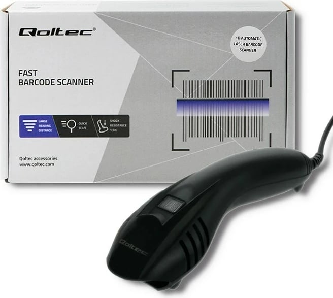 Skaner barkodi me laser Qoltec 50861, me kabllo, i zi