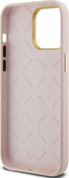 Mbështjellës Guess Silicone Script Metal Logo & Frame për iPhone 15 Pro, Rozë