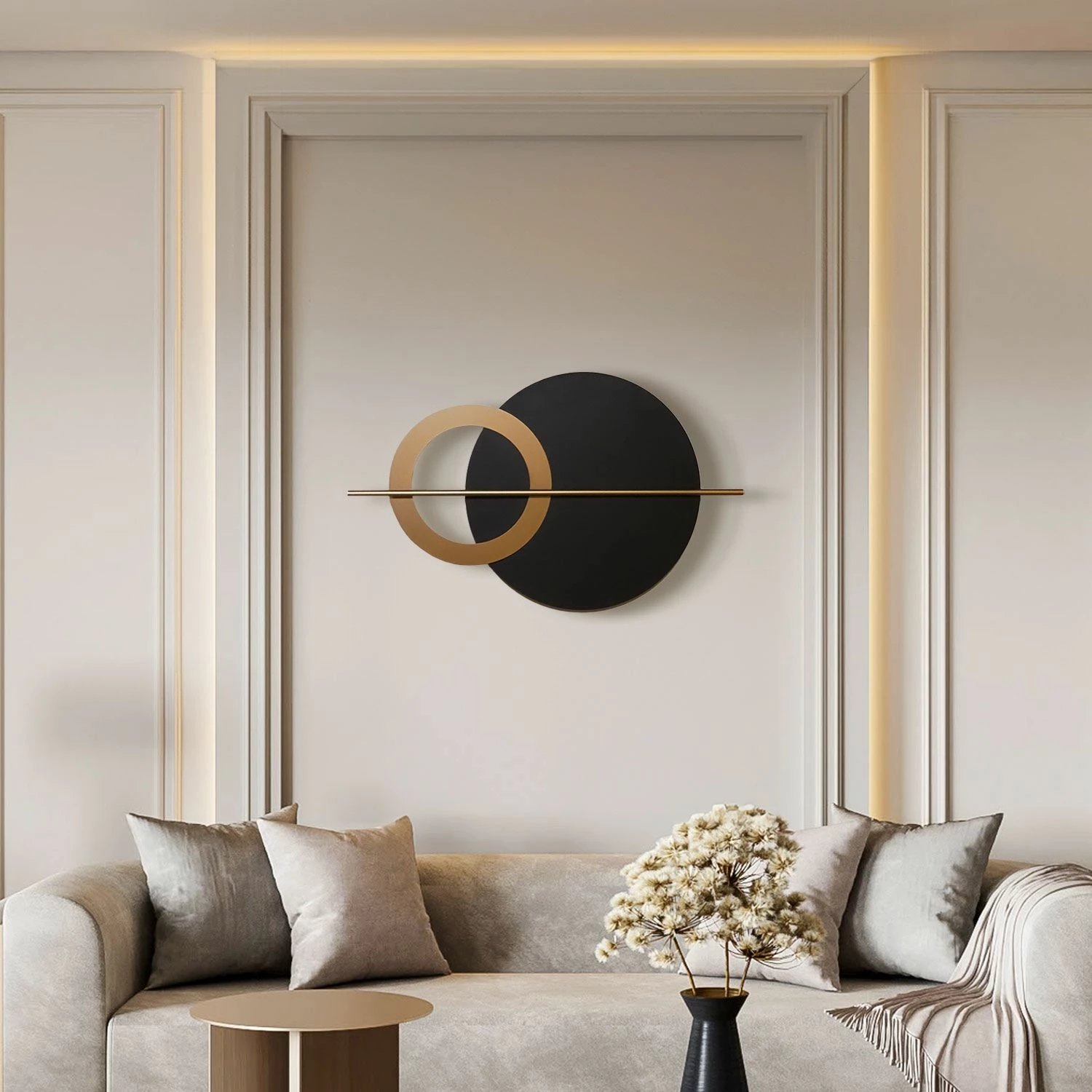 Aksesor dekorativ metalik për mur Wallity, Hyperion, i zi dhe ari, 46x80cm