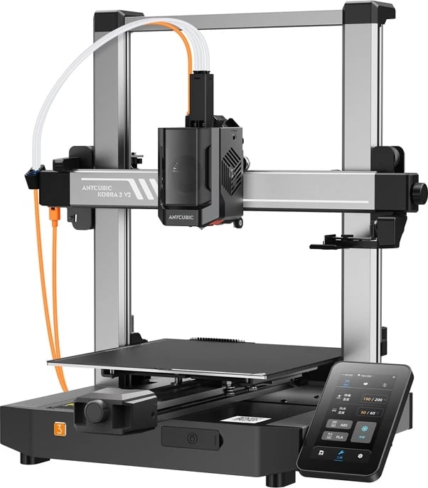 Printer 3D Anycubic Kobra 3 V2, FDM, 255x255x260 mm, 600 mm/s, Ekran me prekje, Kamera, Gri