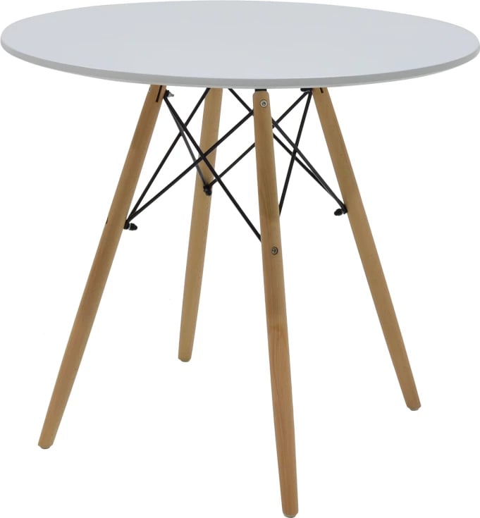 Set tavoline me karrige, ngjyrë gri/bardhë-natyrale, D80x73cm