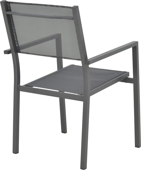 Tavolinë me karrige për terasë Appa-Moly, alumin dhe dru kompensat, ngjyrë antracit, set prej 5 pjesësh, Φ120x74cm