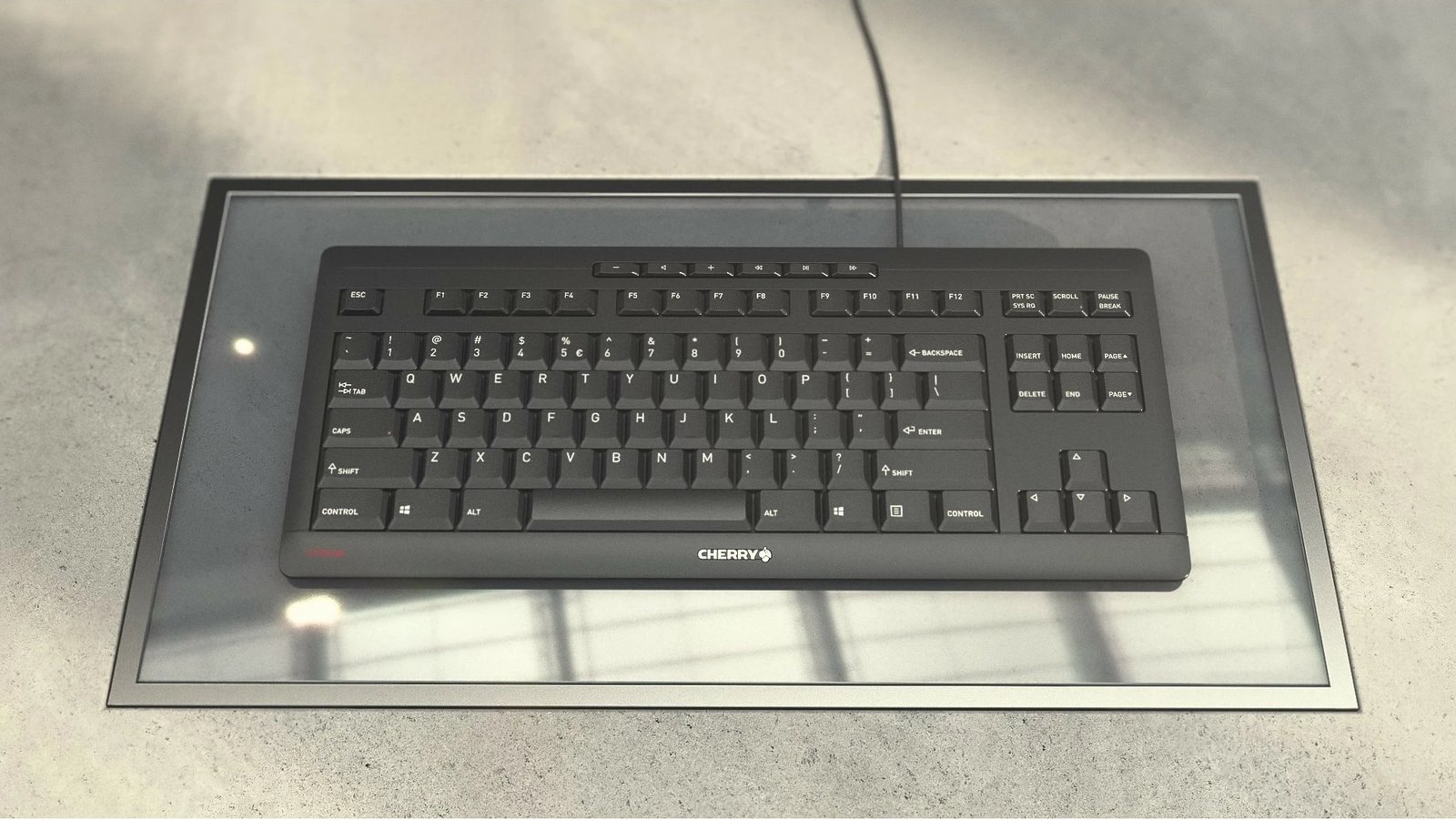 Tastierë Cherry STREAM TKL, Wired, USB, Scissor key switch, QWERTY, Bardhë