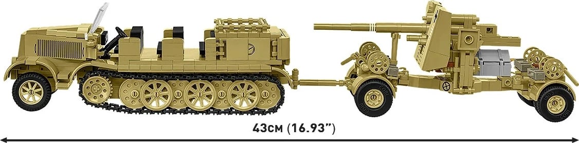 set kockash ndërtimi COBI Sd.Kfz.8 Towing 8.8 cm Flak 36 3143, 975 elemente, shkallë 1:35, 2 figura, ngjyrë rërë