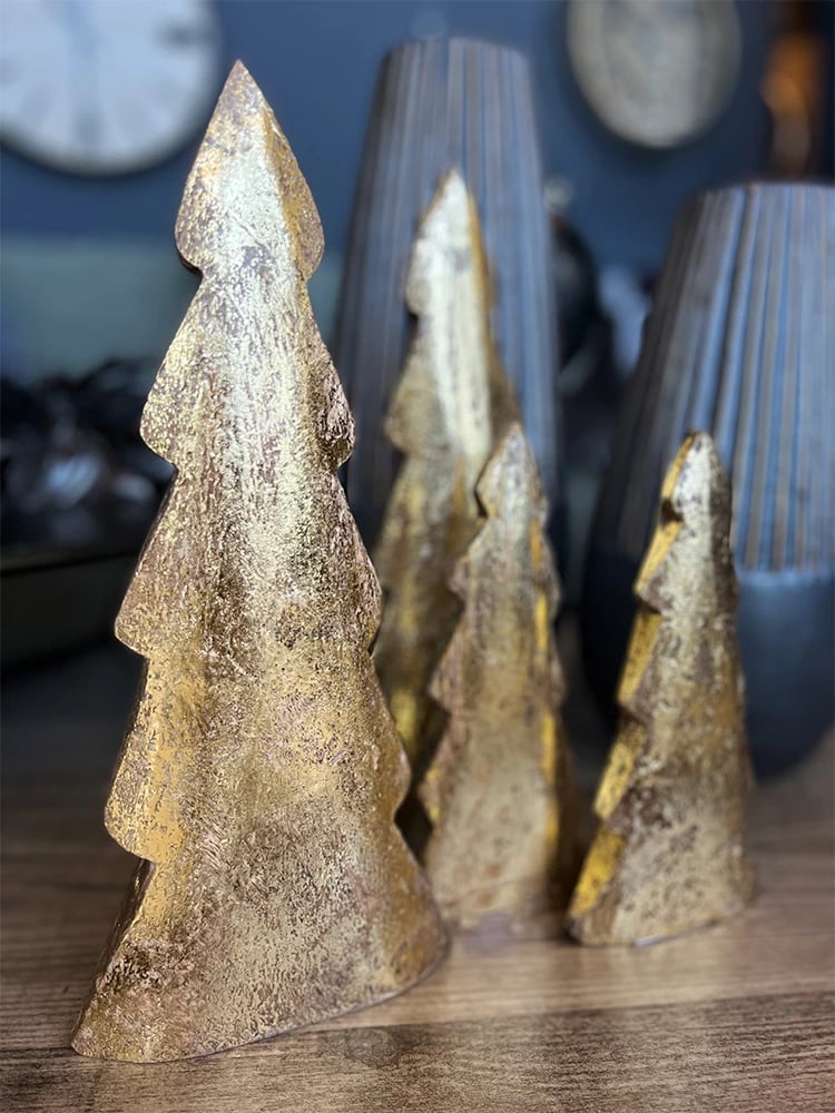 Dekor pemë Krishtlindjesh, dru mango, ngjyrë ari, 17x3x40cm Dekor pemë Krishtlindjesh, dru mango, ngjyrë ari, 17x3x40cm