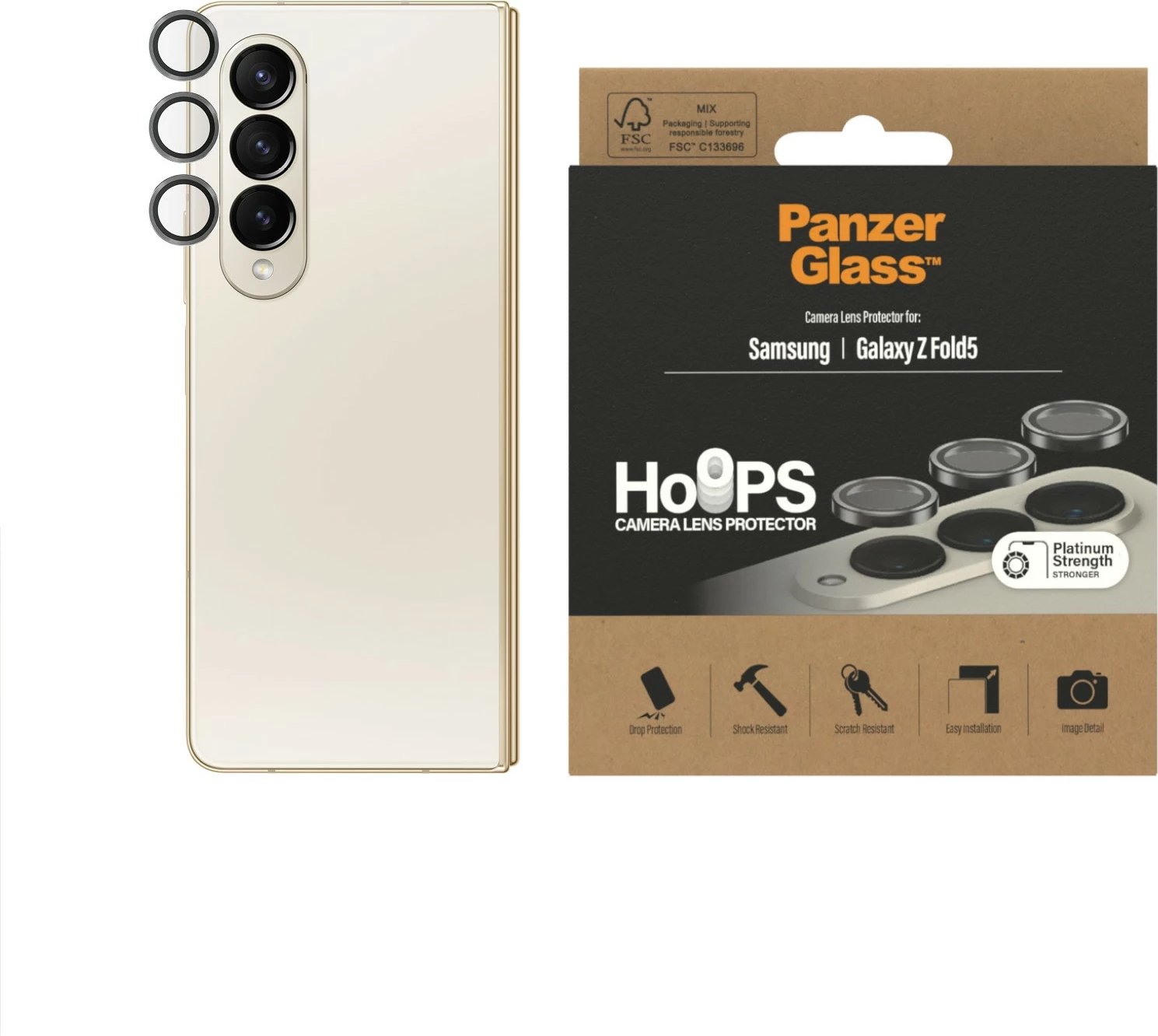Mbrojtës lentash PanzerGlass Hoops për Galaxy Z Fold 5, i zi