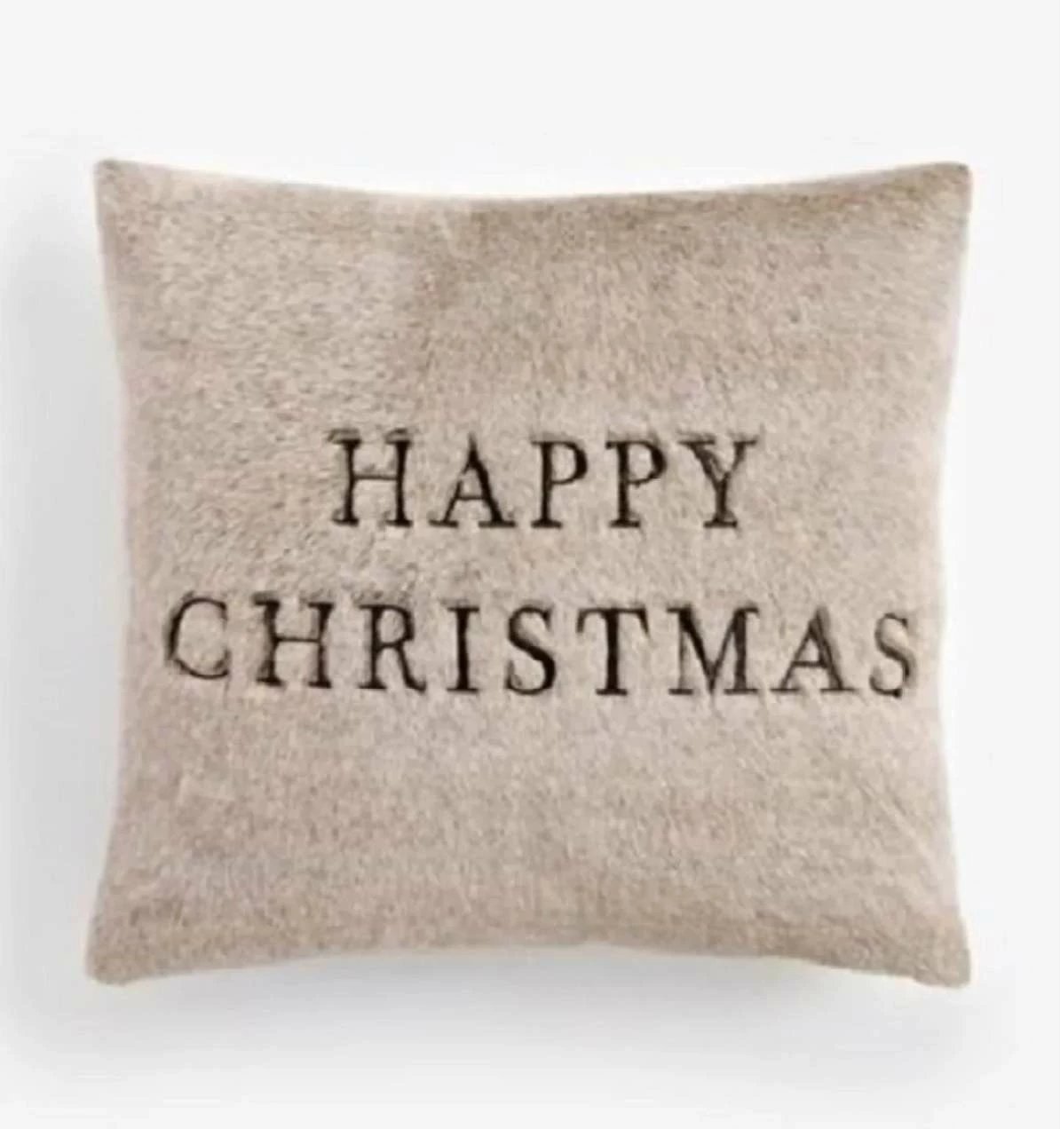Jastëk dekorativ Happy Christmas, ngjyrë bezhë, 43x43cm