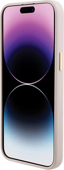 Mbështjellës Guess Silicone Logo Strass 4G për iPhone 15 Pro Max, Rozë